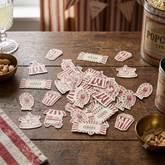 Vintage Style Circus Table Confetti – Red & White Paper Party Decoration 2–4.5 cm