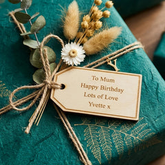 Personalised Wooden Gift Tag Custom Message Gift Label Special Occasion 7 cm