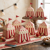 Vintage Circus Tent Treat Boxes – Red & White Paper Party Favours Pack of 8