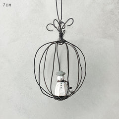 east-of-india-rustic-wire-hanging-christmas-bauble-wooden-snowman|3500E|Luck and Luck| 1