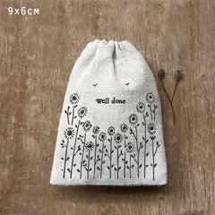 east-of-india-small-rustic-drawstring-cotton-gift-bag-well-done|1684|Luck and Luck| 1