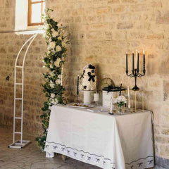 White Black Bow Cotton Table Cloth Party Cover Decoration (140 cm x 240 cm)