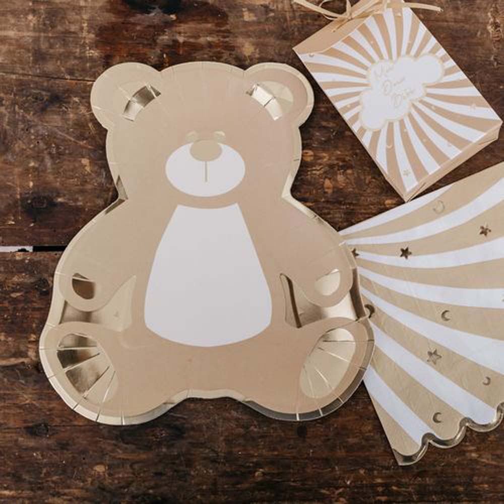 teddy-bear-paper-plates-first-birthday-baby-shower-x-8|94023|Luck and Luck| 1