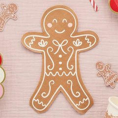Christmas Gingerbread-Themed Paper Napkins - Brown - Pack of 16