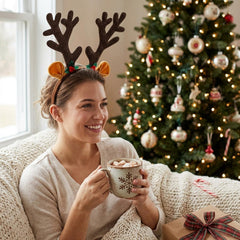 Brown Reindeer Antler Headband for Christmas Festivities - Perfect Holiday Novelty Accessory