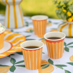 Yellow Striped Small Paper Party Cups for Birthdays and Celebrations (Pack of 10)