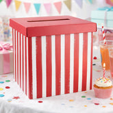 Red & White Paper Birthday Card Box for Cards and Messages (20 cm)