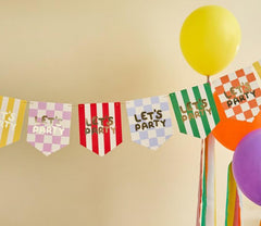Playful Brights Lets Party Card Flag Bunting For Birthday Wall Decor (200 cm)