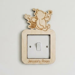 Personalised Winnie the Pooh and Piglet Wooden Light Switch Surround 20 cm