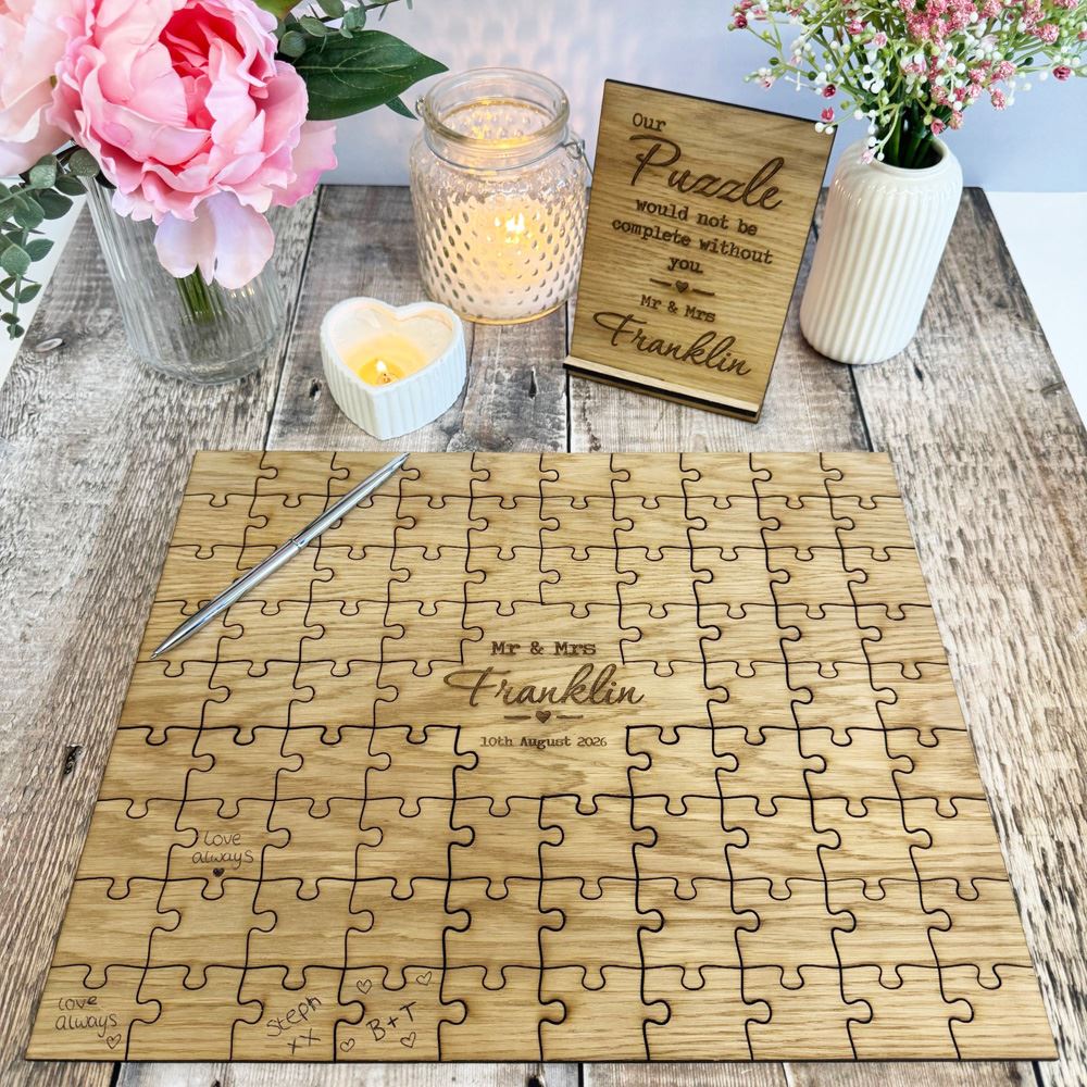 personalised-wedding-jigsaw-guestbook-90-pieces-loose-no-frame|LLWWJIGGB|Luck and Luck| 1