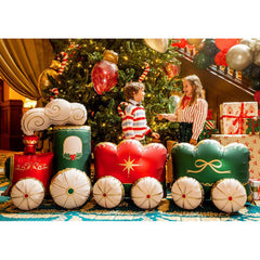 Festive Standing Christmas Train Foil Balloon Red Green Holiday Party Decor