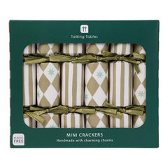 Gold Harlequin Mini Christmas Crackers for Festive Table Styling (Pack of 6, 15 cm)