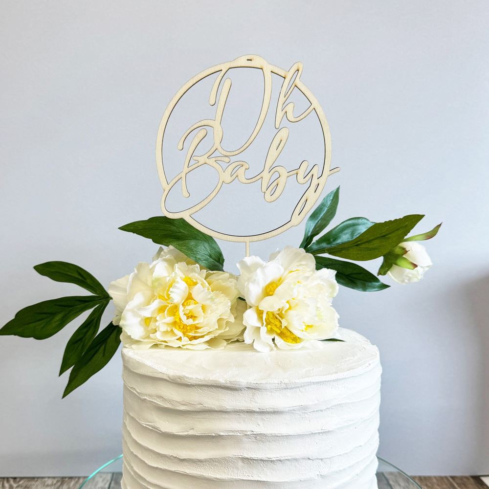 wooden-oh-baby-cake-topper-baby-shower-design-2|LLWWOHBABYCTD2|Luck and Luck| 1