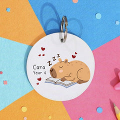 Personalised Capybara Acrylic Bag Tag - Custom Name Colourful Kids Gift Keyring