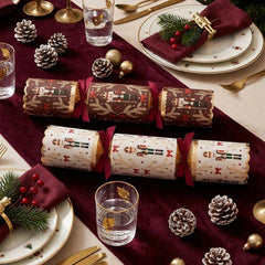 Deluxe Burgundy and Cream Nutcracker Christmas Crackers Festive Tableware Set of 6