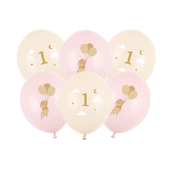 Pale Pink Number 1 Mouse Balloons 30cm First Birthday Decor