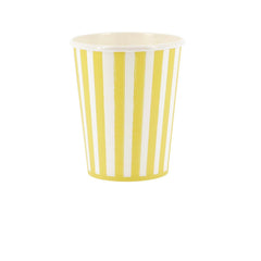 Yellow & White Paper Cups for Birthday Parties, Celebrations & Party Tables (Pack of 6, 255 ml)