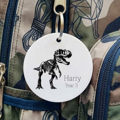 Personalised Dinosaur Acrylic Bag Charm - Custom Name Colourful Kids Gift Idea Keyring