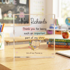 Personalised Thank You Teacher Acrylic Block by Luck and Luck