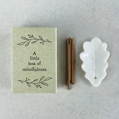 East of India Little Box of Mindfulness Porcelain Incense Holder with 9 Incense Sticks