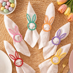 Santex Easter Bunny Rabbit Napkin Rings Plastic Holders, Multicoloured - Pack of 6