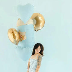 Baby Bottle Foil Balloon Set for Blue Gold Baby Showers 5 Pieces