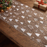 White Organza Christmas Tree Table Runner for Festive Dining Tables, 3 m