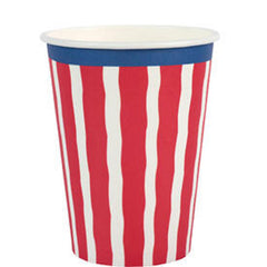 Santex Red Striped Paper Party Cups Disposable ( 27 cl), Pack of 6