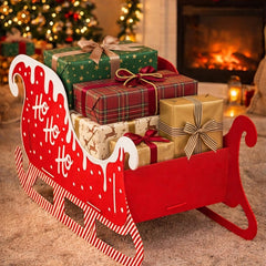 Festive Red Present Sleigh Santa Christmas Eve Seasonal Home Decoration Display