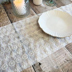 ivory-macrame-embroidered-voile-table-runner-3m-wedding-table|93274|Luck and Luck| 1