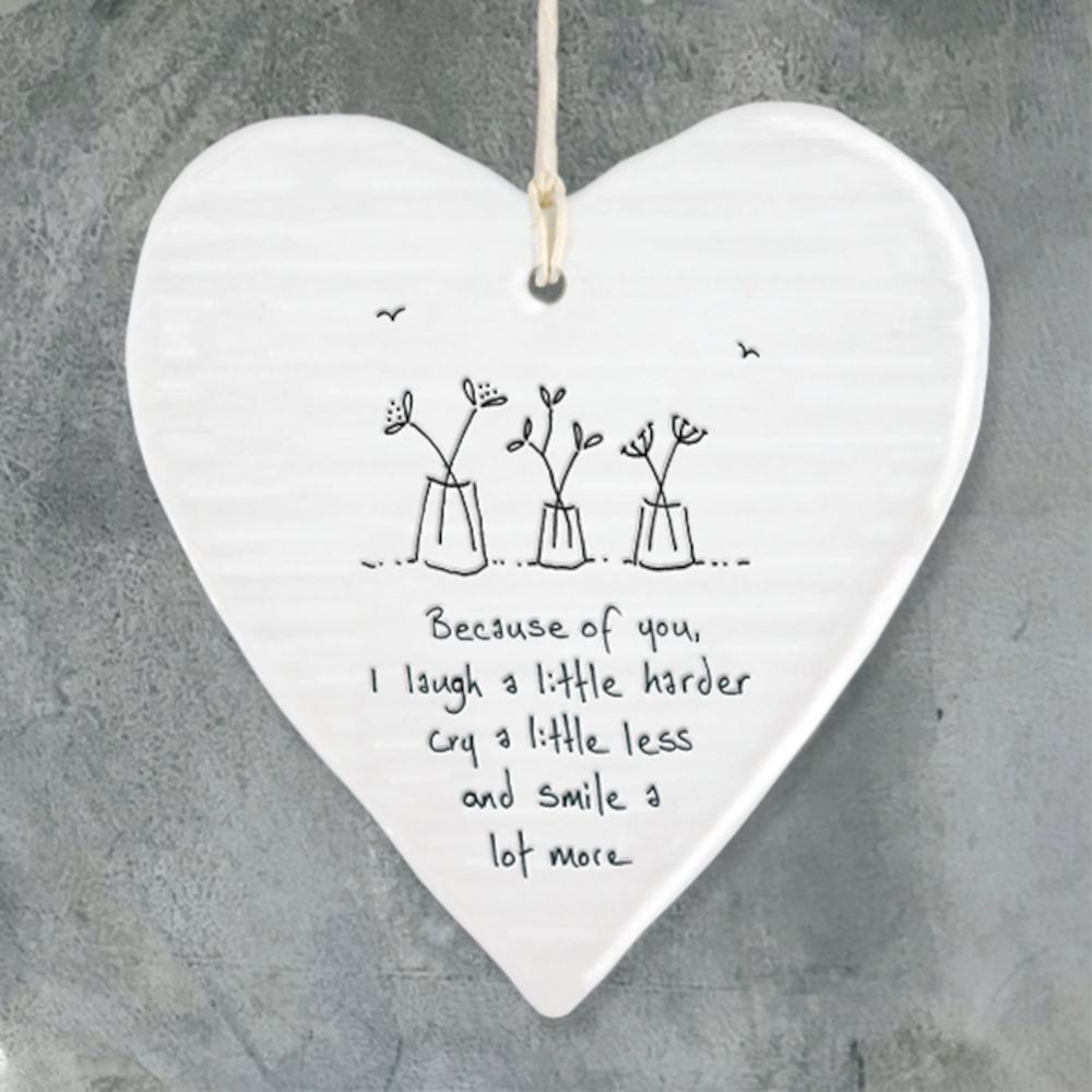 east-of-india-wobbly-porcelain-heart-because-of-you-i-laugh-a-little-gift|6200|Luck and Luck| 1