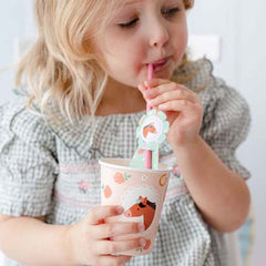 pink-paper-party-straws-with-pony-horse-design-childrens-party|NSL2|Luck and Luck| 1