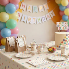 Confetti Design Paper Tablecloth For Colourful Birthday Party Tables And Celebration Decorations (180 x 120 cm)