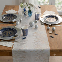 Starry Christmas Cream and Ivory Polyester Dining Table Runner, 36 cm x 2.5 m
