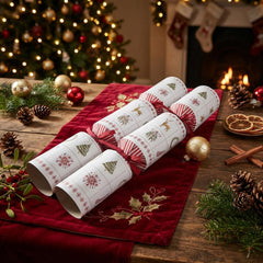 Nordic Icons Christmas Crackers Red Green Festive Party Table Decorations Set of 6