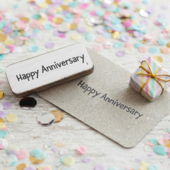 Happy Anniversary Rubber Stamp for Rustic DIY Crafting and Decorative Gift Wrapping