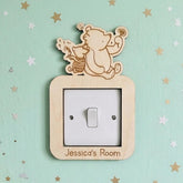 Personalised Winnie the Pooh and Piglet Wooden Light Switch Surround 20 cm