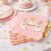 PartyDeco Pink 1st Birthday Party Mice Napkins 12 Pack, Pack of 12