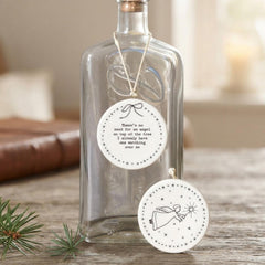 White Porcelain Christmas Bauble, There's No Angel on the Tree Hanging Decoration