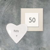 Personalised East of India Porcelain Heart Ring Dish - 50th Birthday