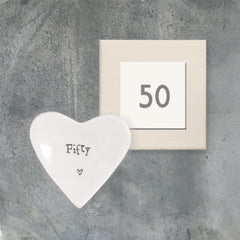 Personalised East of India Porcelain Heart Ring Dish - 50th Birthday