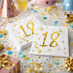 Age 18 Cocktail Gold Paper Party Napkins x 20 18th Birthday