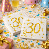 Age 30 Cocktail Gold Paper Napkins x 20