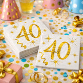 Age 40 Cocktail Gold Napkins x20