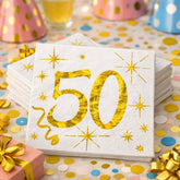 Age 50 Cocktail Gold Paper Napkins x 20