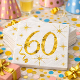 Age 60 Cocktail Gold Paper Napkins x 20