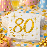 Age 80 Cocktail Gold Paper Napkins x 20