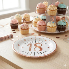 Sparkling Rose Gold Age 18 Plates x 10