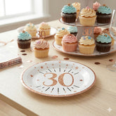 Sparkling Rose Gold Age 30 Plates x 10