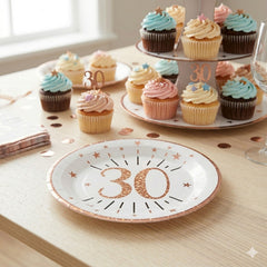 Sparkling Rose Gold Age 30 Plates x 10